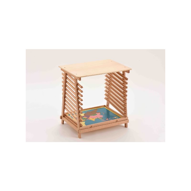 Puzzle Maps Stand with Control Card Drawer - Beechwood