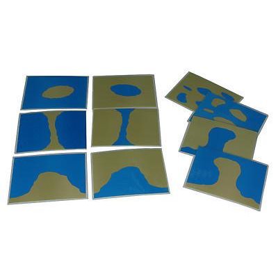 Cartes de forme de terrain plastifiées sans étiquettes