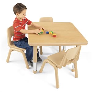 Table carrée réglable robuste de 30" X 30" - 21" - 30" de haut