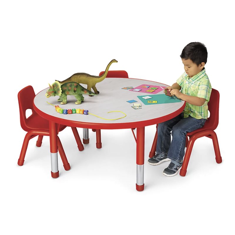 48" diam. Kids Colours™ Table ronde à hauteur régulière réglable (21"H-30"H) - Rouge