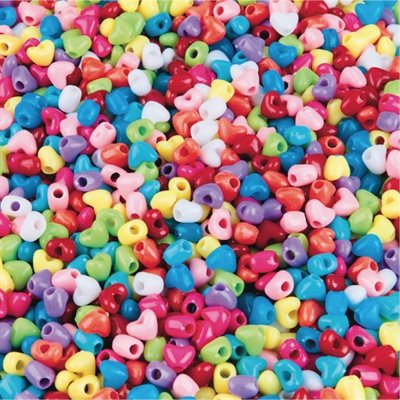 Perles de poney coeur - teintes vives - 1 livre