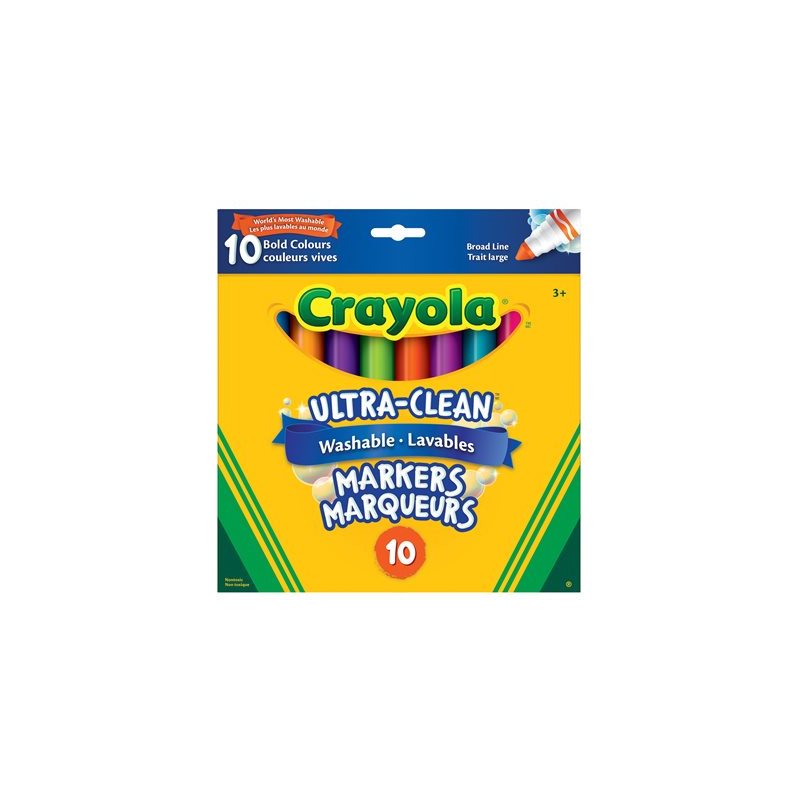 Marqueurs gras lavables Crayola - Paquet de 10 - Douzaine à pointe large Marqueurs gras lavables Crayola - Paquet de 10 - Douzaine à pointe large