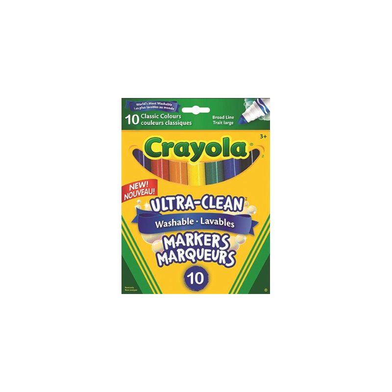Marqueurs Crayola lavables - Paquet de 10 - Douzaine à pointe large Marqueurs Crayola lavables - Paquet de 10 - Douzaine à pointe large