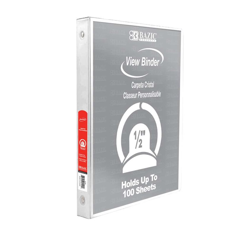0.5" 3 Ring Binder with 2 Pockets - White