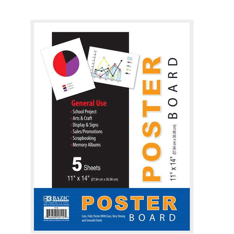 Carton pour affiche blanc, 11" X 14", paquet de 5
