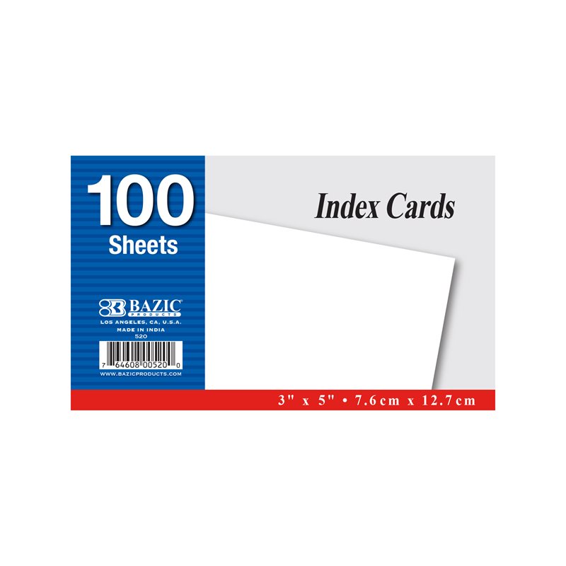 BAZIC 100 Carats. Carte d'indexation blanche non lignée de 3" X 5" BAZIC 100 Carats. Carte d'indexation blanche non lignée de 3" X 5"