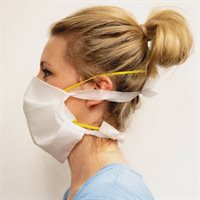 Masque facial plissé en polypropylène non tissé 2 épaisseurs pour adultes avec attaches - Blanc - Paquet de 25