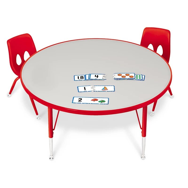 48" Rainbow Table ronde à hauteur basse réglable (15"H à 24"H) - Rouge