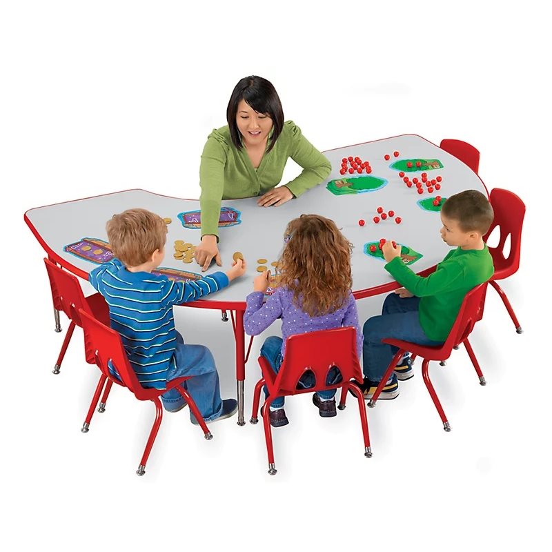 48" X 72" Rainbow Table de groupe à hauteur régulière réglable (21"H à 30"H) - Rouge