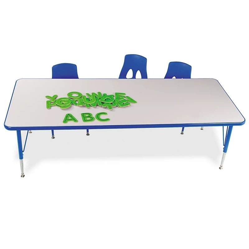 24" X 48" Rainbow Adjustable Low Height (15"H to 24"H) Rectangular Table - Blue