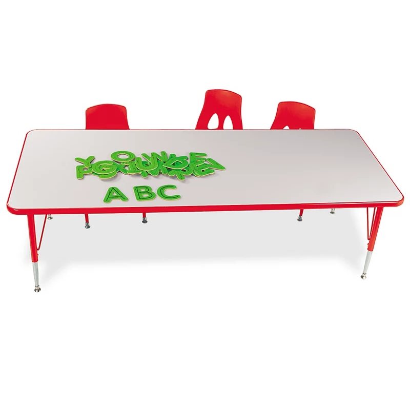 30" X 72" Rainbow Table rectangulaire à hauteur régulière réglable (21"H à 30"H) - Rouge