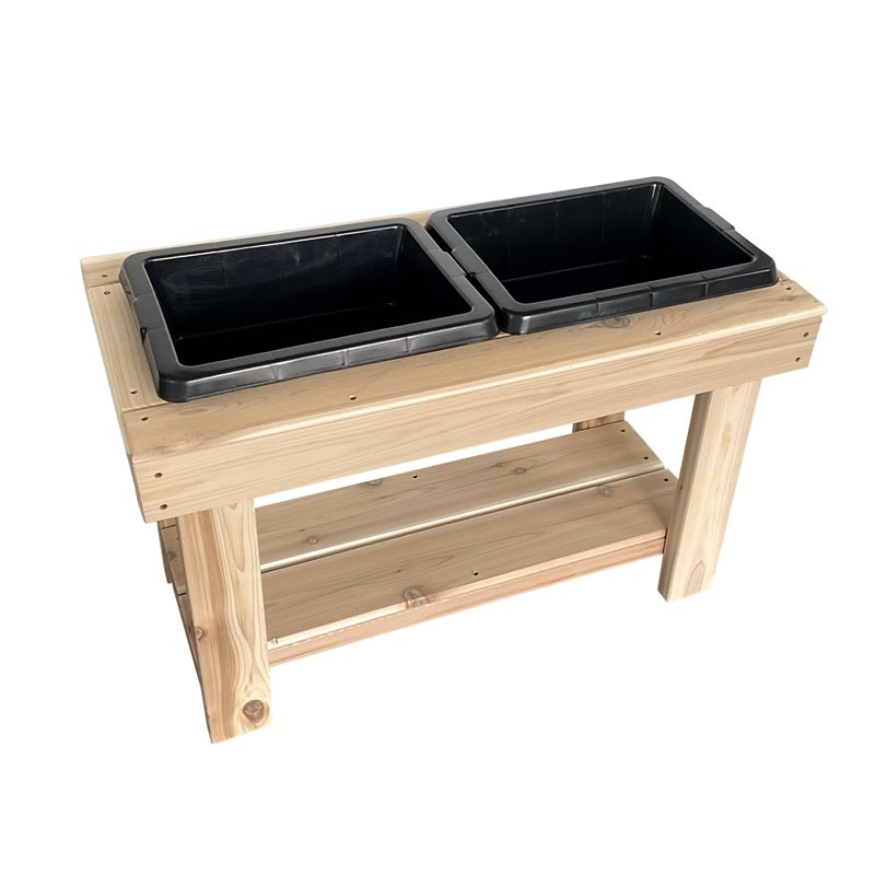 Cedar Sensory Play Table 24"H with Black Bins