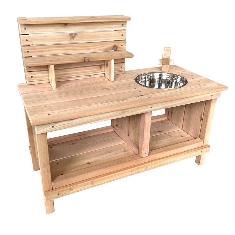 Cuisine en cèdre avec étagère - hauteur de comptoir de 20" Cuisine en cèdre avec étagère - hauteur de comptoir de 20"