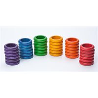 Multicoloured Wood Rings - 36 Pieces