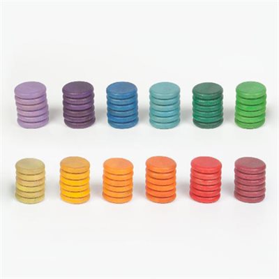 Pièces en bois multicolores - 72 pièces