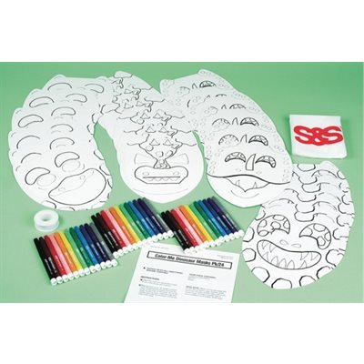 Lot de 24 masques de dinosaures Colour-Me Lot de 24 masques de dinosaures Colour-Me
