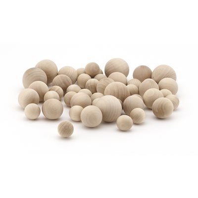 Boules en bois assorties - 48 pièces