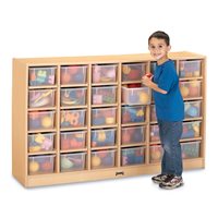 MapleWave® 30 Cubbie-Tray Mobile Storage - with Clear Trays
