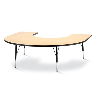 Berries Horseshoe Activity Table - 66" X 60", 15" - 24"H - Classic Maple