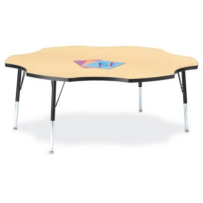 Berries® Six Leaf Activity Table - 60", 15" - 24" Ht - Classic Maple