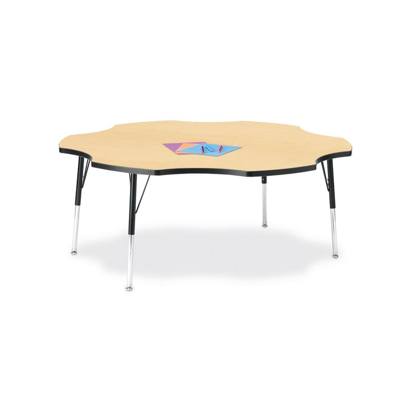 Berries Six Leaf Activity Table - 60" Diameter, 24"-31"H - Classic Maple
