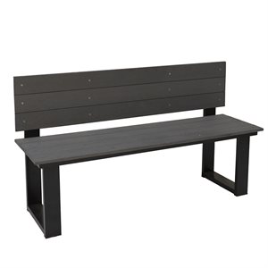 Outdoor Bench with Back - Charcoal - Set of 2