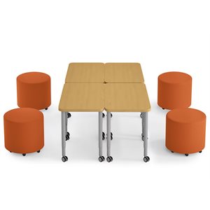 Modern Edge Mobile Lounge Seat & Desk Zone - Autumn Orange
