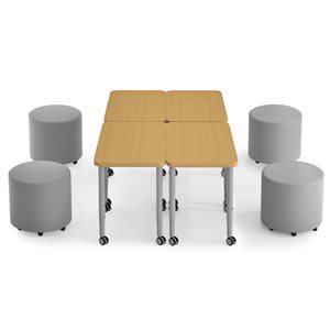 Modern Edge Mobile Lounge Seat & Desk Zone - Grey