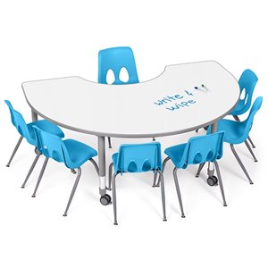 Flex-Space Write & Wipe Group Table Teaching Zone-Blue