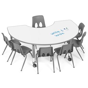 Flex-Space Write & Wipe Group Table Teaching Zone-Grey