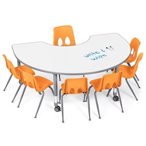 Flex-Space Write & Wipe Group Table Teaching Zone-Orange