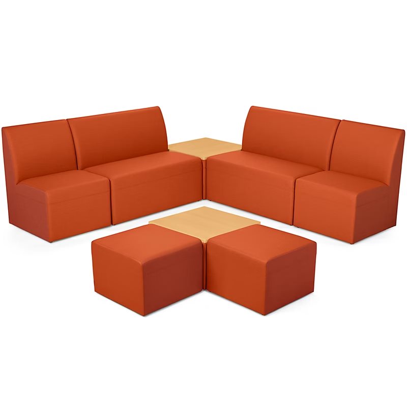 Modern Edge Couch & Powered Table Community Zone-Autumn Orange