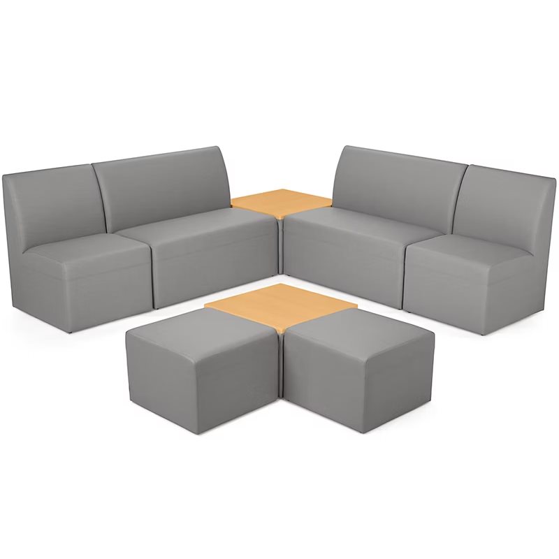 Modern Edge Couch & Powered Table Community Zone-Slate Grey