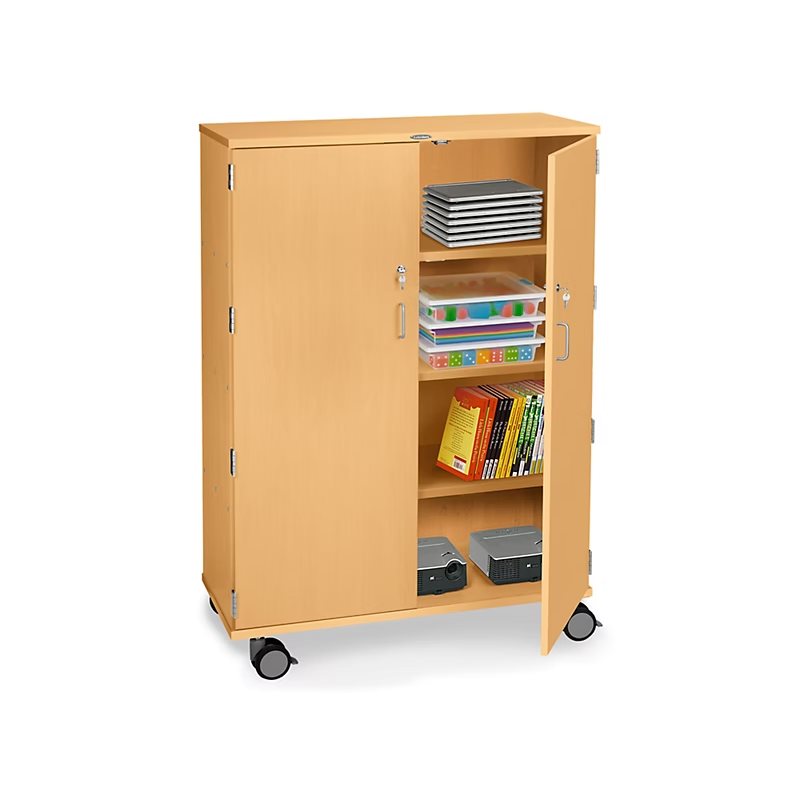 Armoire de rangement verrouillable mobile à 4 tablettes Flex-Space - Érable