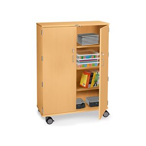 Armoire de rangement verrouillable mobile à 4 tablettes Flex-Space - Érable