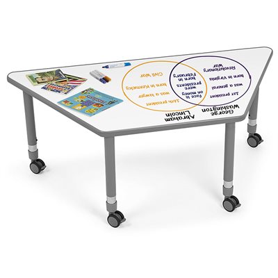 Flex-Space Write & Wipe Mobile Trapezoid Table