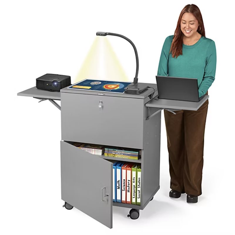 Tour multimédia verrouillable mobile Store-It-All Flex-Space™ - Gris moderne