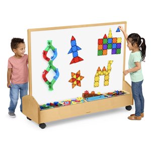 Station mobile classique en bouleau double face à effacer et écrire magnétique