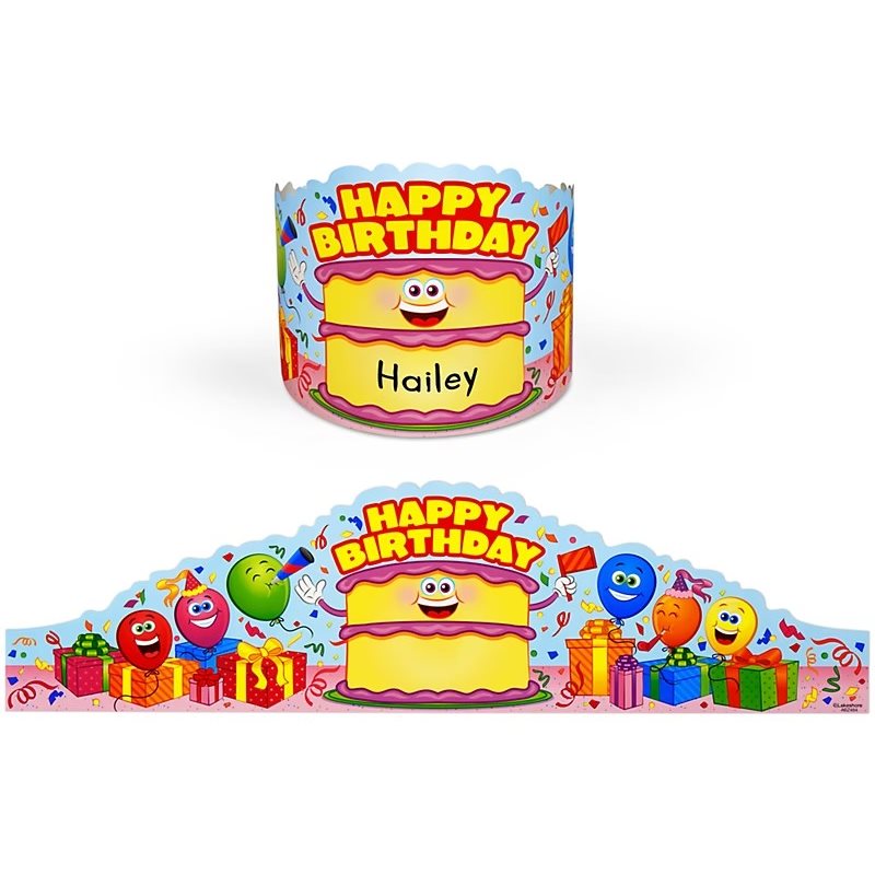 Smiling Birthday Cake Crowns - Set of 30