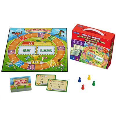 Add / Subtract / Fractions Grab-Play Game Gr 3-4