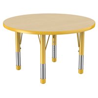36" Round Maple Table Top - Yellow Edge & Chunky Leg