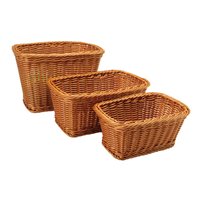 Rectangular Plastic Woven Nesting Baskets - Set of 3