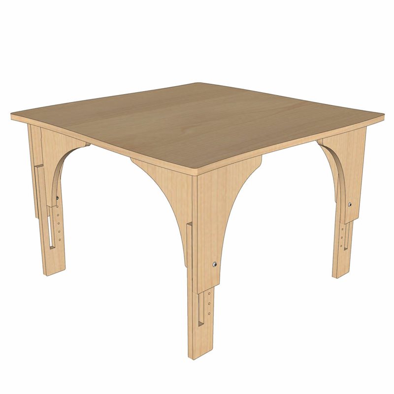 Natural Pod™ Reach - Table - Curved Sides - Adjustable Leg in Fusion Maple - 36 ''W x 36 ''D - Medium Legs