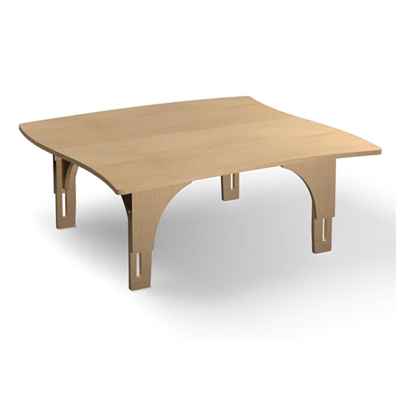 Natural Pod™ Reach - Table - Curved Sides - Adjustable Leg in Fusion Maple - 48 ''W x 48 ''D - S Legs