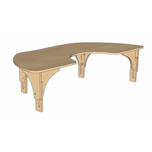 Natural Pod™ Reach - Table - Semi-Circulaire - Patte réglable en Érable Fusion - 72'' L x 36'' P - Petites pattes
