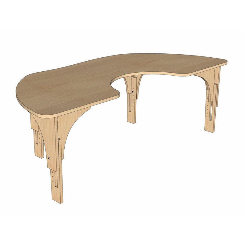Natural Pod™ Reach - Table - Semi-Circular - Adjustable Leg in Fusion Maple - 72 ''W x 36 ''D - Large Legs