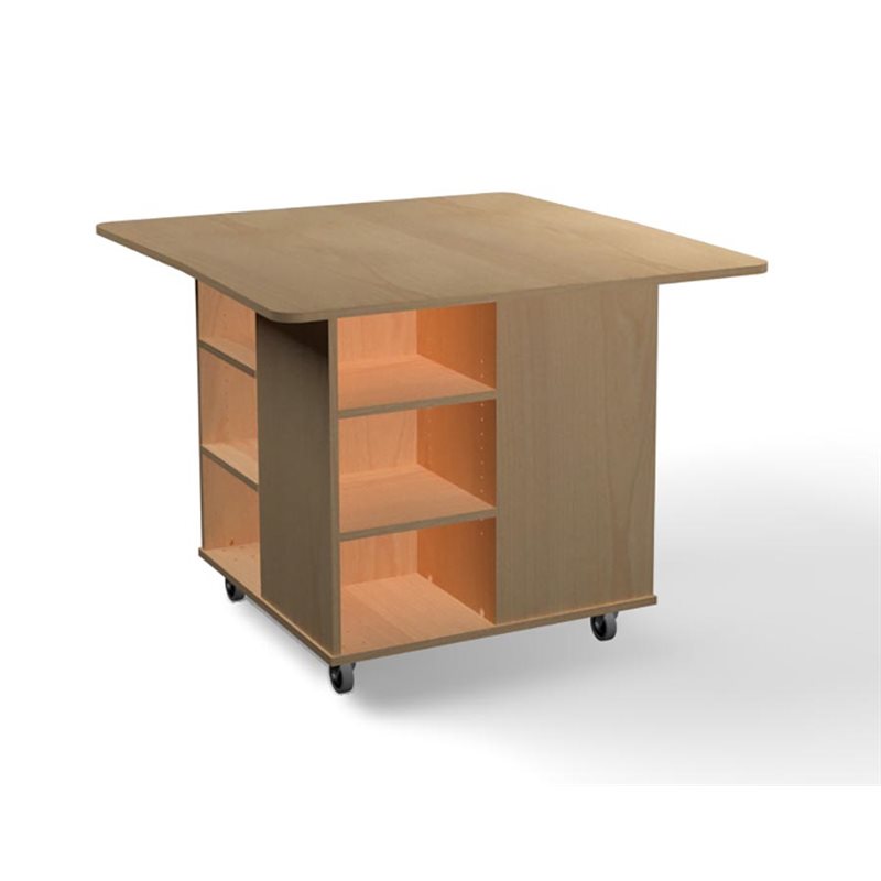 Natural Pod™ Junction - Table - Courbe en croissant - Rangement sous en érable fusion avec roulettes - 47'' L x 47'' P x 36'' H Natural Pod™ Junction - Table - Courbe en croissant - Rangement sous en érable fusion avec roulettes - 47'' L x 47'' P x 36'' H