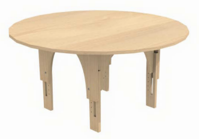 Natural Pod™ Reach - Table - Circular - Adjustable Leg in Fusion Maple - 47" DIA x - Large Legs