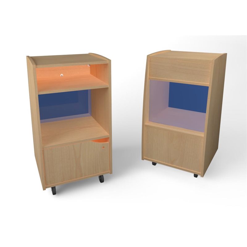 Guide Natural Pod™ - Piédestal pour éducateurs - avec 1 tiroir et placard sous avec étagère réglable - avec roulettes - 26"L x 20"P x 42"H