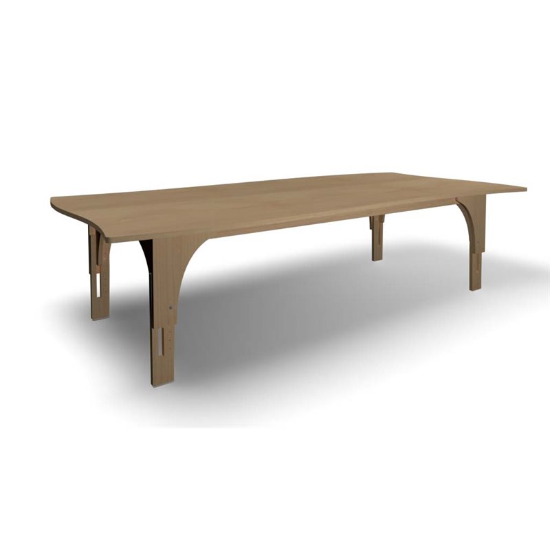 Natural Pod™ Reach - Table - Curved Sides - Adjustable Leg in Fusion Maple - 96"W x 48"D - M Legs